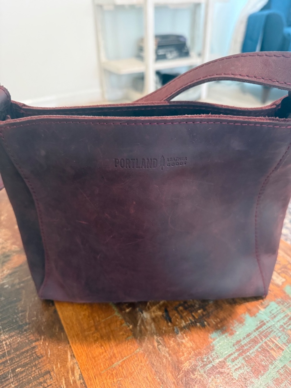 Dark merlot leather bag from Portland leather co. - Picture 3 of 8